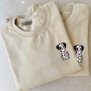 Dalmatian Dog Embroidered Patch Crewneck Sweatshirt, Dalmatian gifts for her, birthday gift for dog mom, Dalmatian mom, dad, Christmas gifts