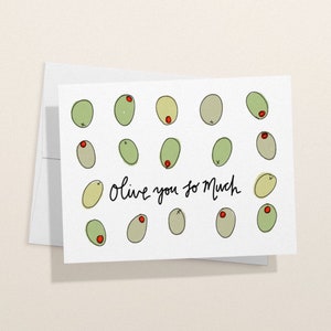Olijf je zoveel wenskaart, punny Valentijnsdag kaart, Moederdag, lange afstand, Verjaardag, Liefde, kaarten voor haar, voor hem, vrouw