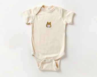 Corgi Butt Bordado Patch Bebê bodysuit infantil, bebê menino, menina, roupas unissex, chá de bebê, presente de gravidez