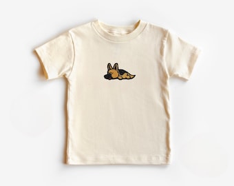 Camicia per bambini con patch ricamata pastore tedesco, maglietta per bambini per cani, maglietta per bambini belga Malinois, abbigliamento per bambini pastore tedesco