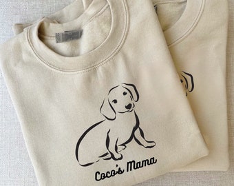 Custom Name Dachshund Crewneck Sweatshirt, Personalized Doxie sweater, birthday gift for dachshund lovers, doxie mom, gifts for her