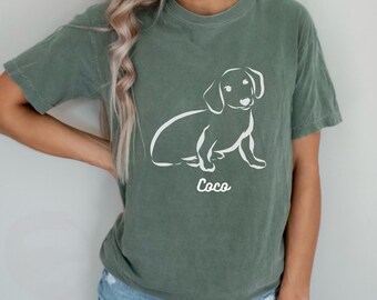 Custom Name Dachshund Comfort Colors T-Shirt, doxie name shirt, doxie tshirt, doxie mom shirt, dog mom gifts, gifts for dachshund owners