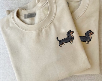 Dachshund Crewneck Sweatshirt, Embroidered Patch Doxie sweater, valentines day gift for dachshund lovers, doxie mom, gifts for her