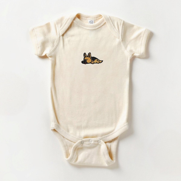 ジャーマンシェパード刺繍ベビーボディスーツ：ユニセックス幼児服