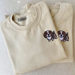 Beagle Crewneck Sweatshirt, Beagle Dog long sleeve embroidered patch, dog mom, beagle mom, puppy, dog, gifts for her