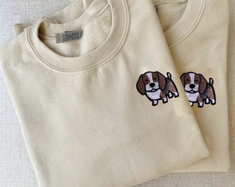 Sudadera Beagle Crewneck, parche bordado manga larga Beagle Dog, mamá perro, mamá beagle, cachorro, perro, regalos para ella