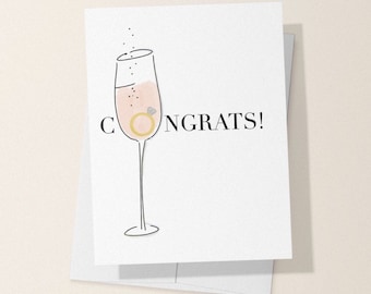 Congrats card, congrats on engagement card, congratulations, wedding card, bachelorette, wedding, couple, marriage card, wedding ring card