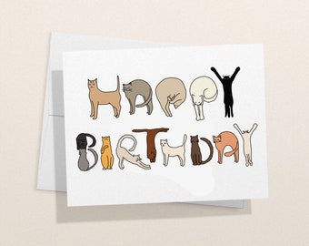 Tarjeta de feliz cumpleaños para gato, tarjeta de cumpleaños para mamá gato, tarjetas para ella, tarjeta de mascota, tarjeta de cumpleaños de animales, gatito