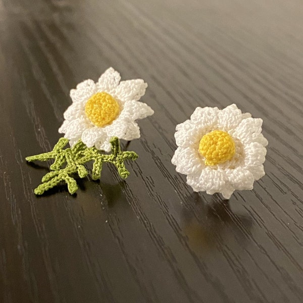 chamomile crochet earrings, crochet flower earrings,crochet earring, chamomile earring, earrings, jewwlry, charismas gift