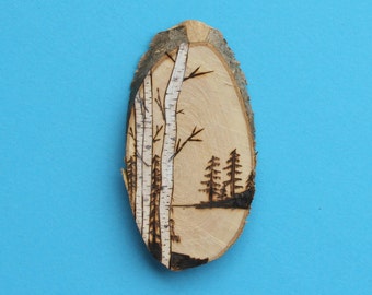 Rustic Landscape Wood Burned Magnet/Ornament