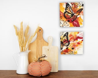 Butterfly Canvas Painting Set | Modern Abstract Art | Canvas Drip Art | Nature-Inspired Wall Decor