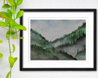 水彩画の森：自然からインスピレーションを得た山林風景画（デジタルダウンロード）