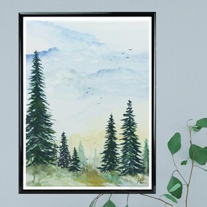 Arte de parede de floresta para impressão, pintura digital inspirada na natureza para download | ARTE PARA IMPRIMIR