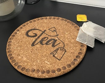 Tea Station Cork Trivet, Tea Lover Hot Pad
