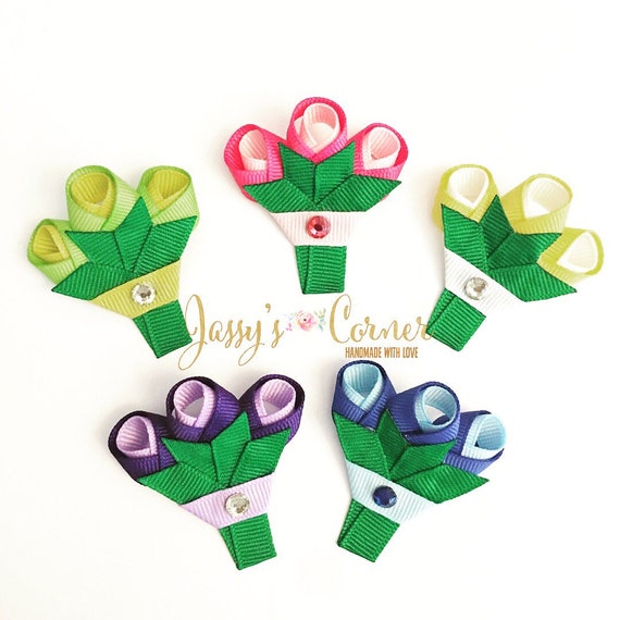 Flower Ribbon Sculpture Hairclip Tulip Ribbon Sculpture Etsy