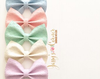 Arc à cheveux en similicuir au point de croix | Barrette en similicuir au point de croix | Arc à cheveux en similicuir | Boucles d'oreilles couleur printanière | Bandeaux en nylon