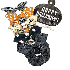 Coleteros de Halloween •Lazos para el cabello de Halloween • Coleteros de Halloween con lazo • Coletero con lazo • Coletero de murciélago • Coletero de fantasma •