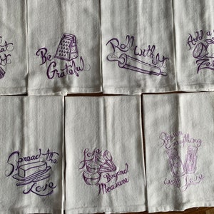 At the Beach, Days of the Week, Embroidered Kitchen Towel Set (7)