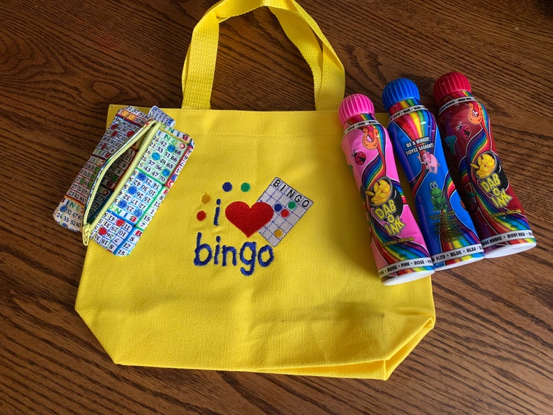 I Love Bingo Canvas Tote Bag Bingo Daubers Keychain Coin Purse