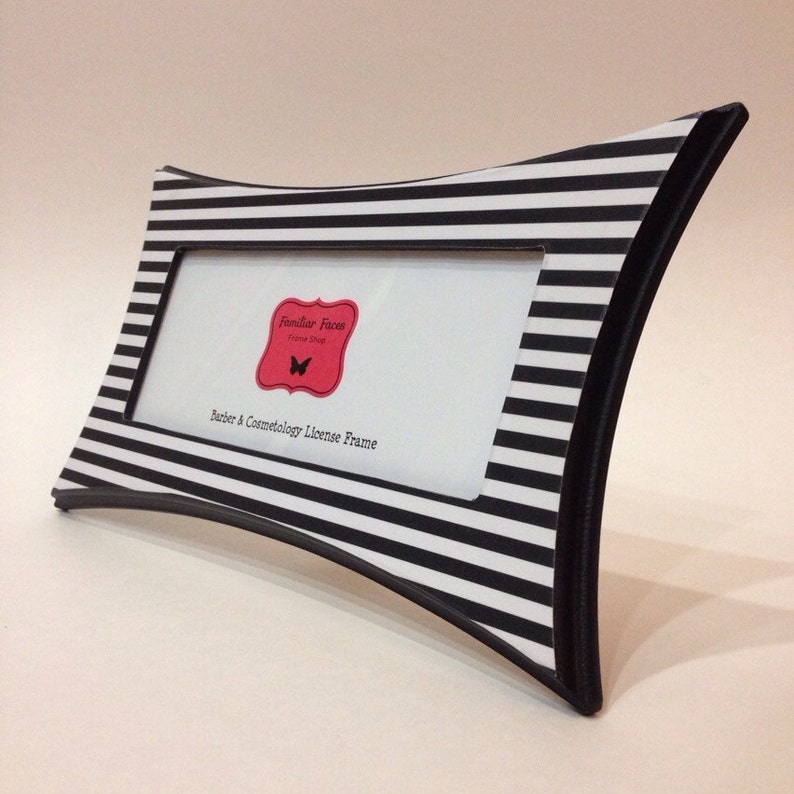 Barber & Cosmetology License Frame Black White Stripes Fits 8 Etsy
