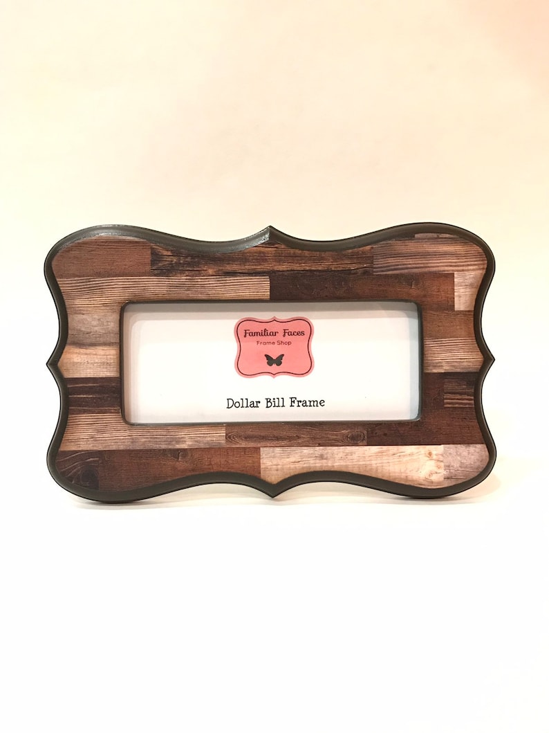 Whimsical First Dollar Bill Picture Frame in Brown Barnwood Etsy