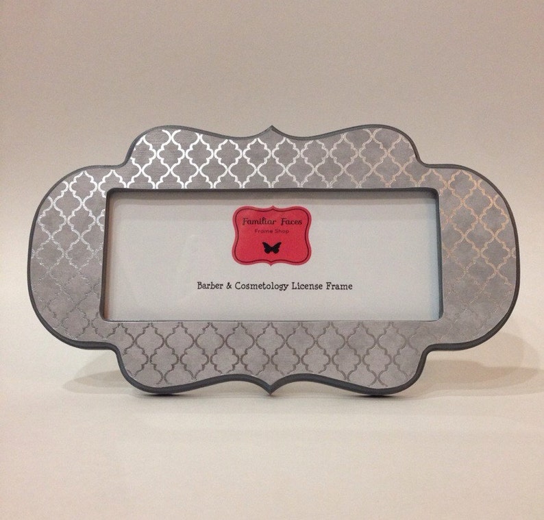 Barber & Cosmetology License Frame Gray Silver Foil Quatrefoil Etsy