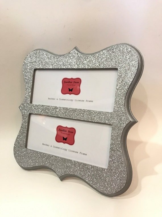 Double Barber Cosmetology License Frame Textured Silver Etsy