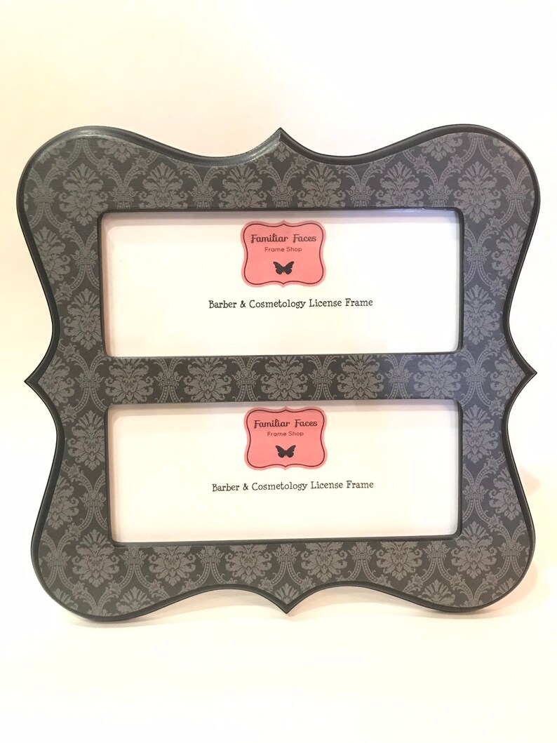 Double Barber Cosmetology License Frame In Black And Gray Etsy