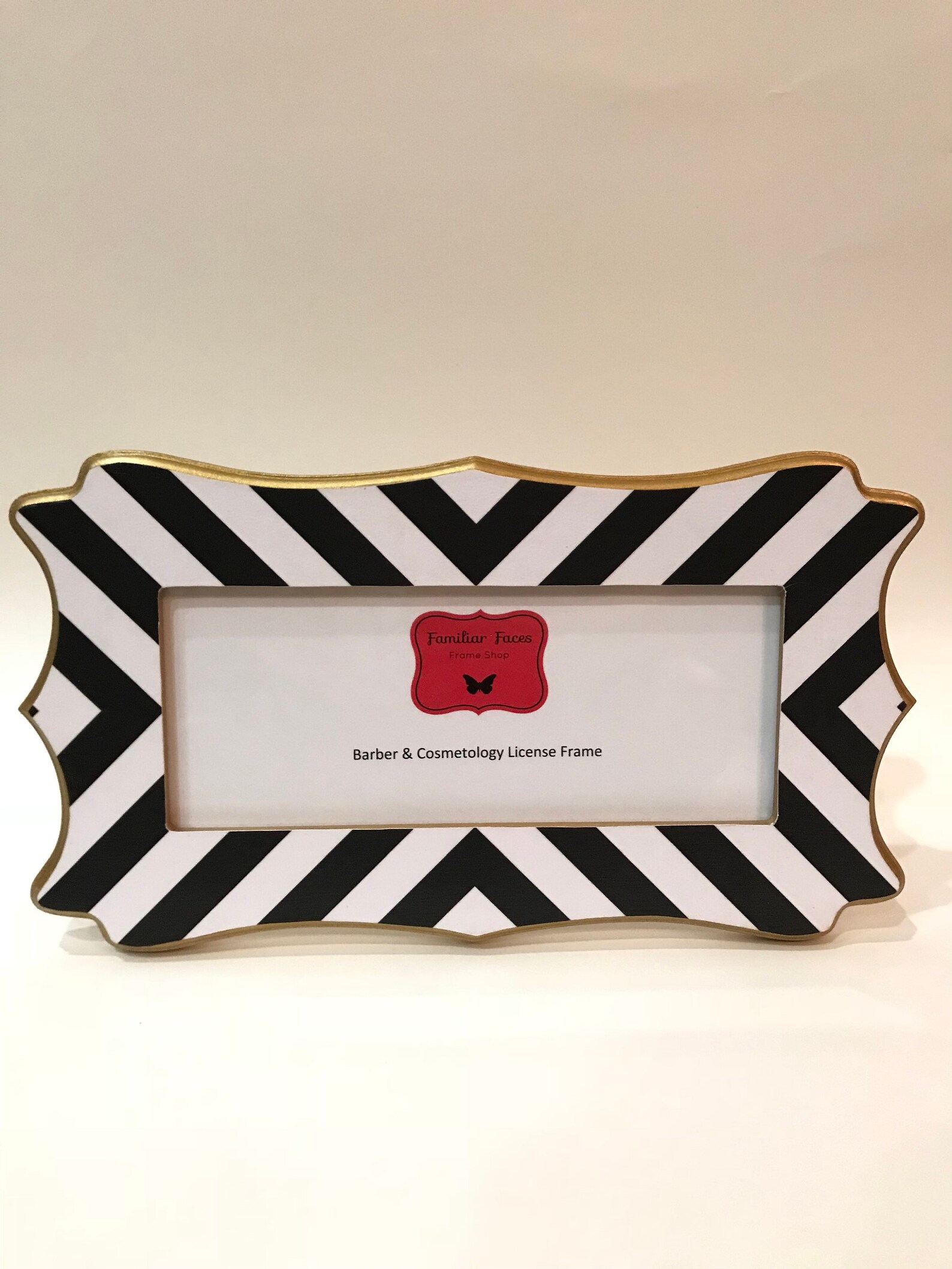 Barber & Cosmetology License Frame Black and White Stripes Etsy