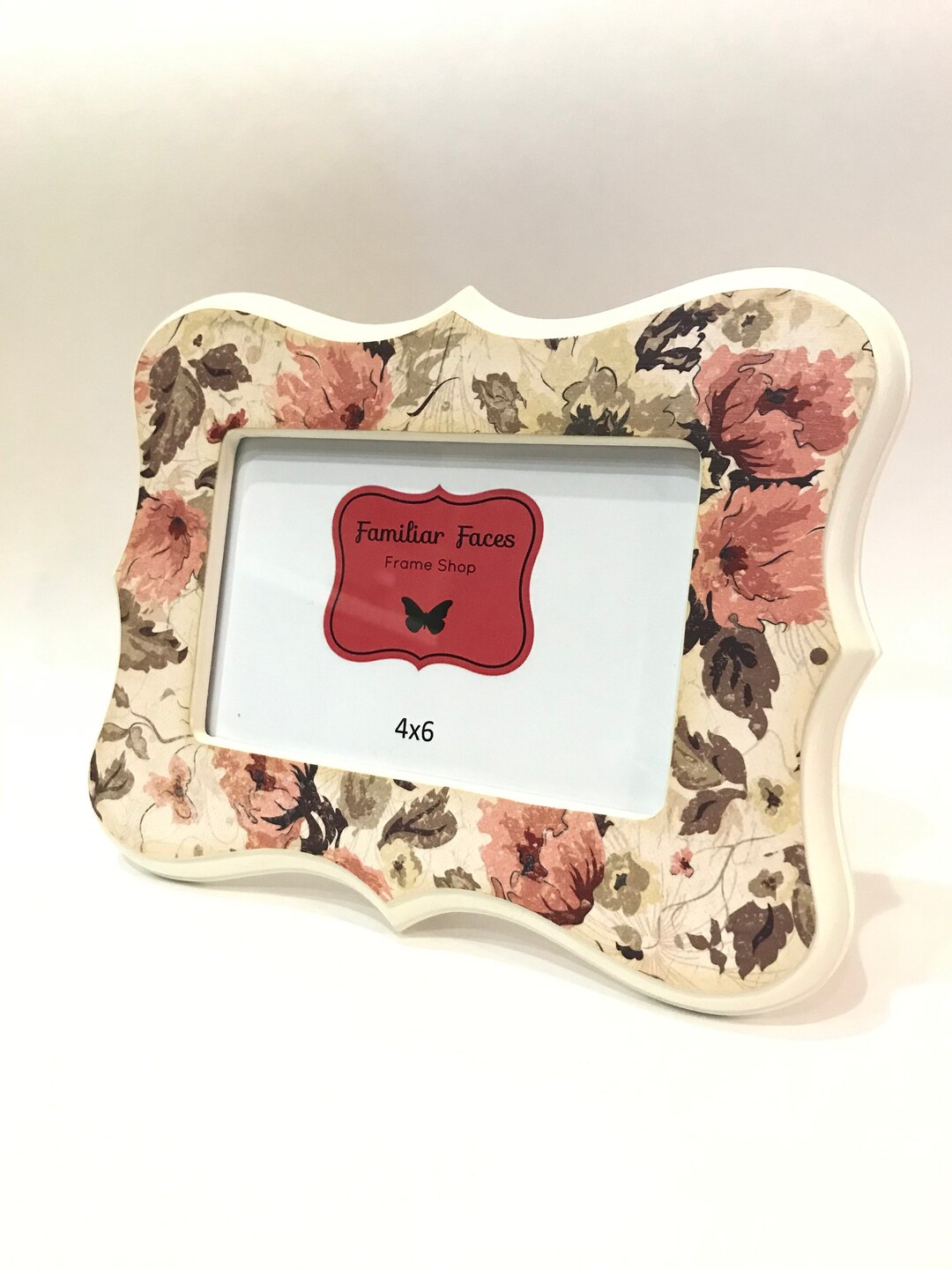 4x6 Whimsical Picture Frame in Cream & Dusty Pink Distressed Floral - Etsy