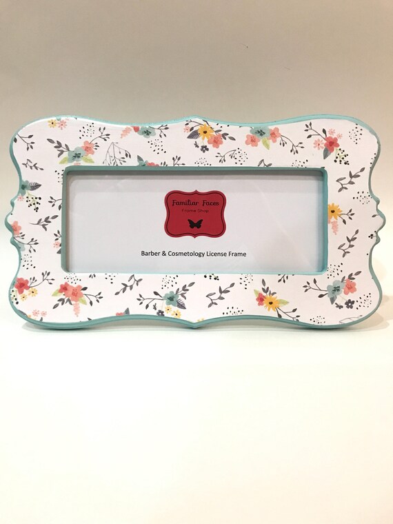 Barber Cosmetology License Frame In White Baby Blue Pink Etsy