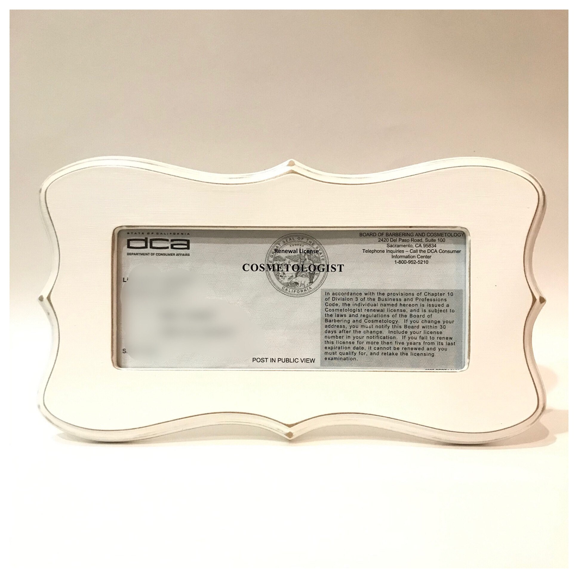 Barber & Cosmetology License Frame Fits 8 1/2 X 3 5/8 Etsy