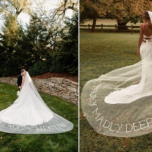 Personalized Wedding Veil made to orders Height letter 4"-5"(12cm) Bridal veil with words Wedding veil with blucher