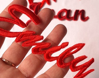 Custom embroidered Name Iron on Patch Script font Personalized Your Name Freestanding patch Patch for Christmas Stockings