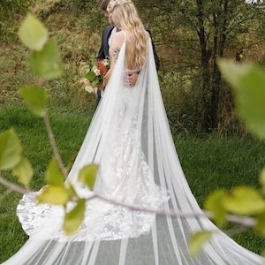 Wedding Cape Veil for a dress with spaghetti straps with beadc, pearls.