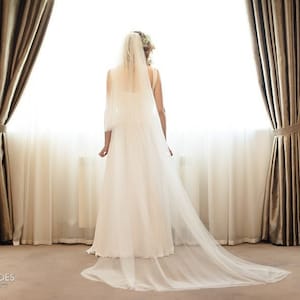 Wedding Veil with blusher Bridal Veil with comb Wedding veil drop Simple Bridal Veil cut edge Wedding veil soft tulle