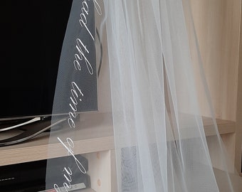 Voile de mariage personnalisé avec texte Voile de mariée avec script brodé, poème Voile de mariage avec texte brodé Voile de mariage alternatif