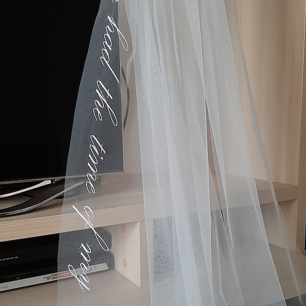 Custom Wedding veil with text Bridal veil with embroidered script Wedding veil with poem long wedding veil with embroidered phrases