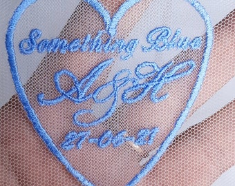 Embroidered Patch for wedding dress Add-on Personalized gift for bride Something Blue for bride Cloth sew-on patch embroidered