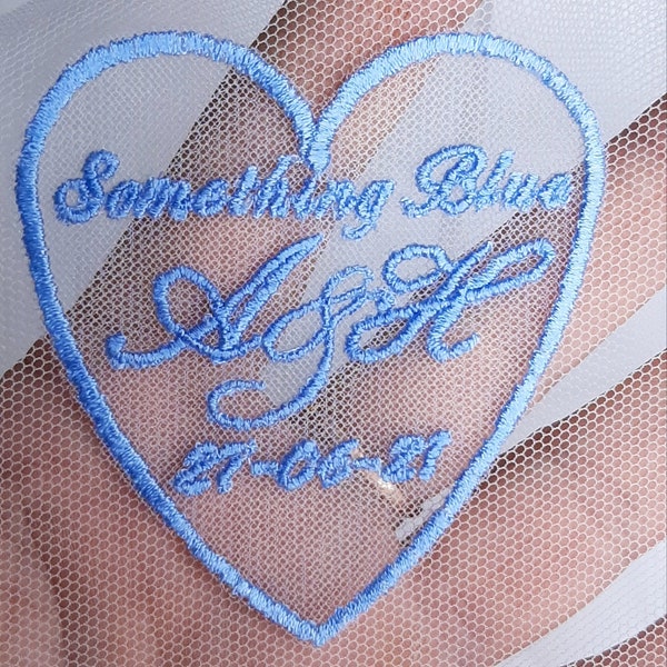 Embroidered Patch for wedding dress Add-on Personalized gift for bride Something Blue for bride Cloth sew on patch embroidered