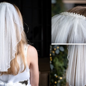 Beaded First communion Veil with comb