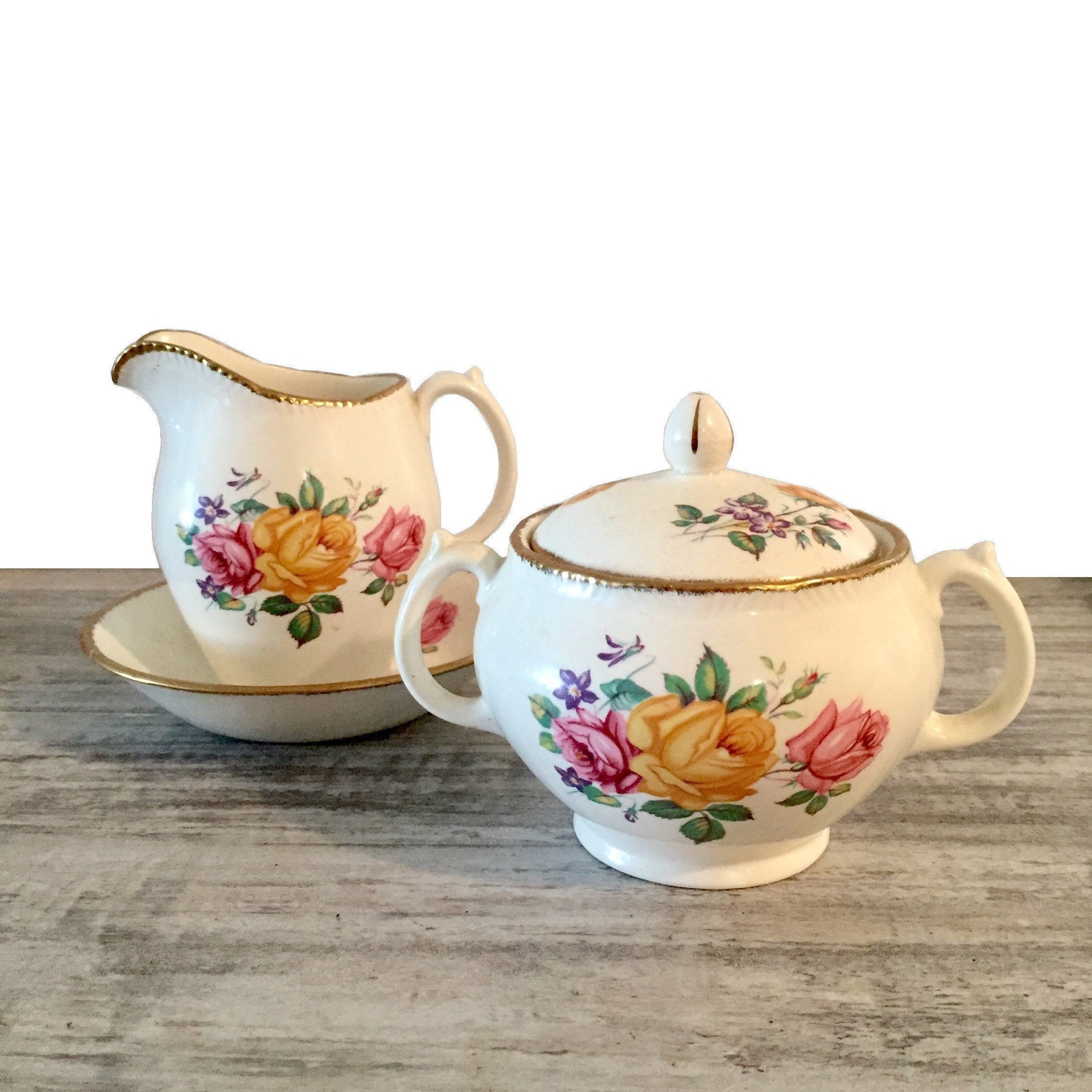 Vintage Cream and Sugar Set Ridgway Chateau Rose Warranted Etsy