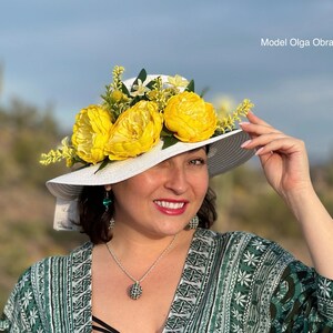 Colorful Kentucky Derby Hat, Big Derby Fascinator, Hot Pink Fuchsia Yellow Green Fascinator, Royal Ascot Hat, Easter Hat, Kentucky Oaks Hat