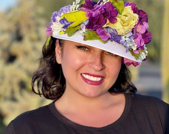 Coachella Crown Floral visor female visor floral handmade floral deco visor summer visor floral hat