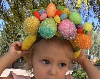 Easter headband kids Easter floral headband  Ester headpiece Easter colorful eggs headband Baby headband