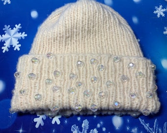 knitted alpaca wool winter hat woman