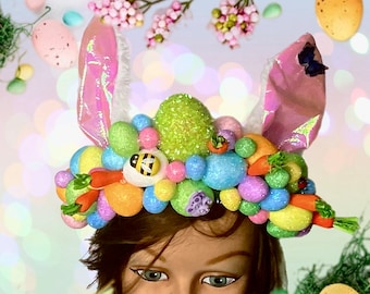 Easter Bunny Ears Headband: Colorful Eggs, Kids Costume