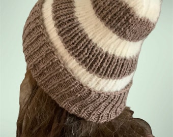 knitted alpaca wool winter hat woman