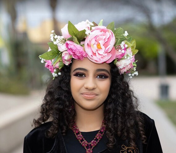 Big flower crown headband discount