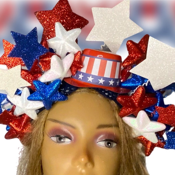 USA crown, 4th of July crown, Patriotic crown, Memorial day headdress, Parade crown, Election day head piece